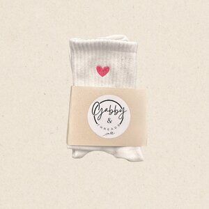 GRIP SOCKS - Embroidered Heart for pilates, yoga, barre, lagree